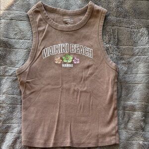 Honolulu Brown Crop Top - Waikiki Beach Design